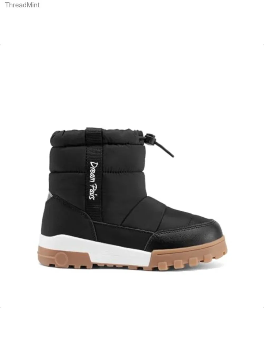 Kids Winter Snow Boots Faux Fur Lined Faux Leather Drawstring